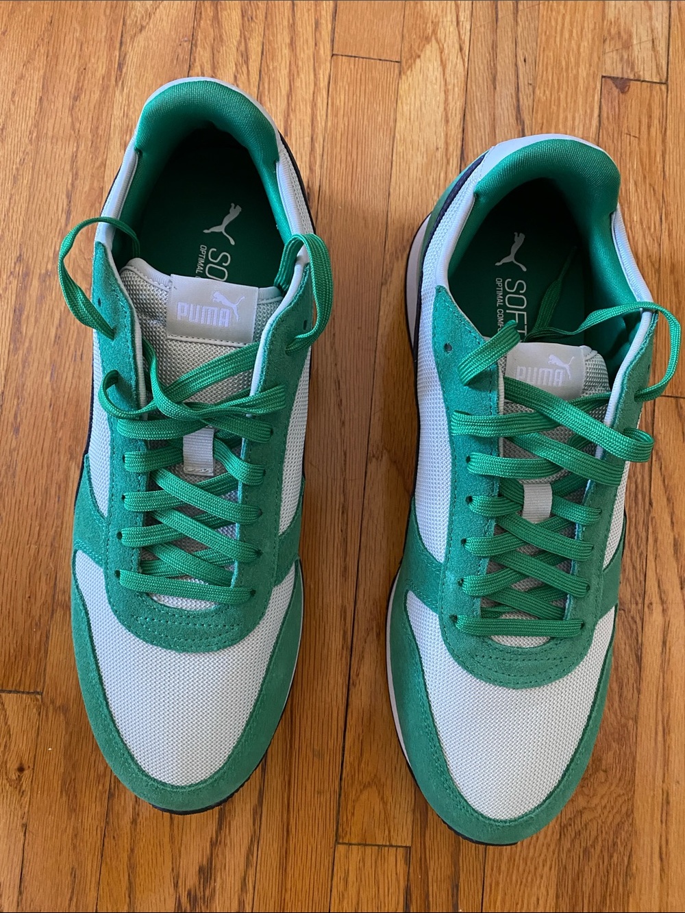 Puma ST Miler Green, White & Black Men's Retro Runner Sneakers Size 13 - Picture 2 of 3